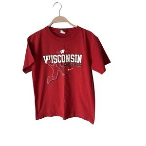 Y2K‎ Vintage Center Swoosh Nike Wisconsin Badgers T Shirt youth large gray tag